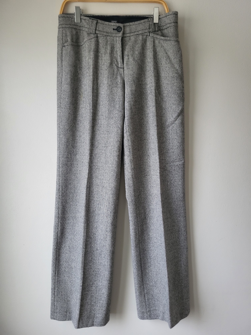Esprit Fit London Hip Wool Blend Light Gray Black Straight Leg Dress Pants